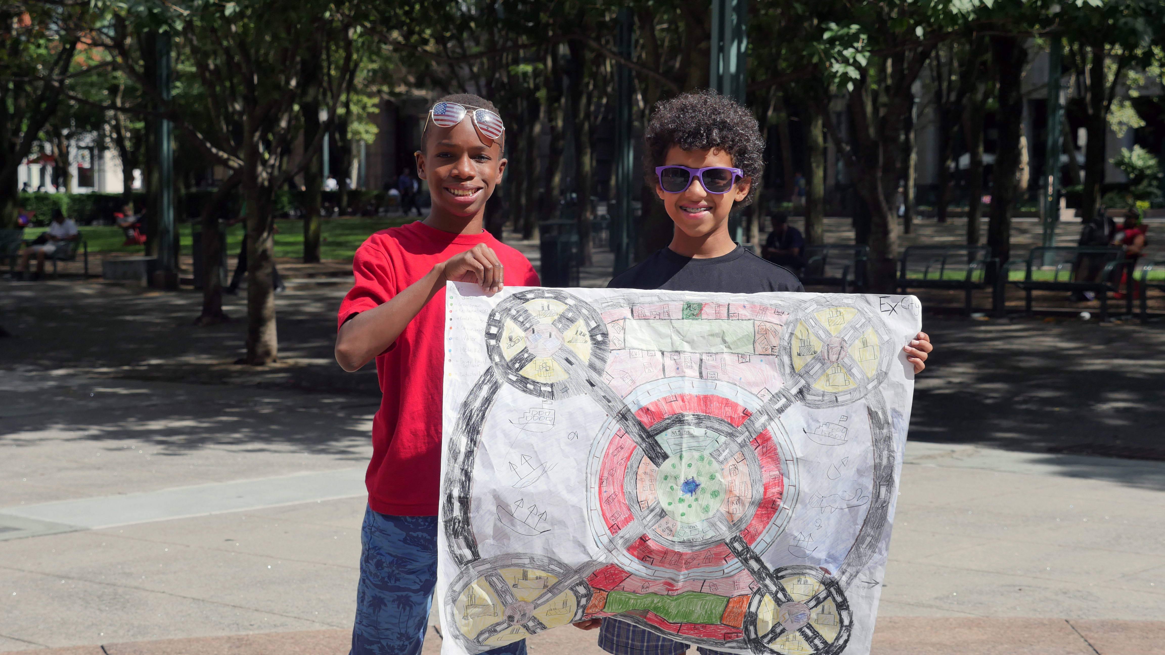 “A smart city helps the city stop polluting.” - Kymoy (left) “It’s important that a smart city meets everyone’s needs… and when there’s no pollution everyone feels more comfortable, and they don’t feel surrounded by trash.” - Johann (right)