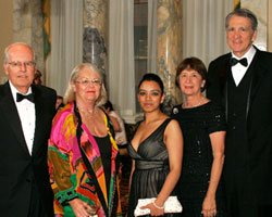 Michael Corey, secretary/treasurer of Poly's Board of Trustees and managing director (retired), J.P. Morgan Investment Management Inc., left, his wife, Emilie, Poly student Habiba Kum Kum'08 and Ronnie and Stewart Nagler, immediate past chair of the Board and vice chairman and CFO (retired), MetLife Inc. 