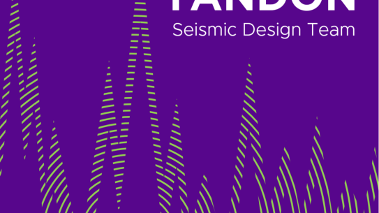 Seismic graph with purple background and NYU Tandon logo