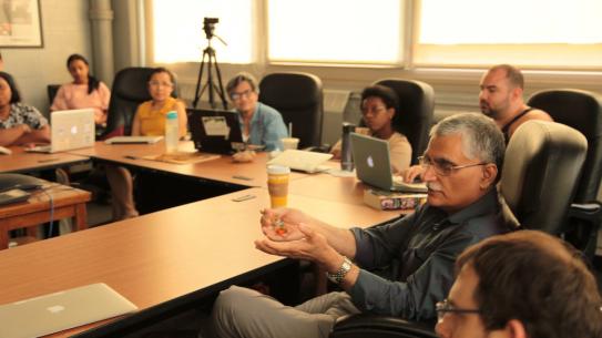 NYU Tandon Mechanical and Aerospace Engineering Professor Vikram Kapila offers feedback to Mechatronics RET participants. 