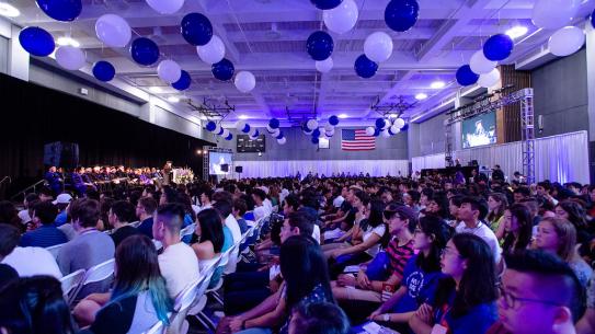 Incoming students watch convocation ceremony