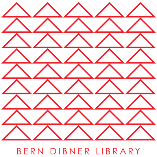 logo of the bern dibner library which is a series of red triangles lined to form a square
