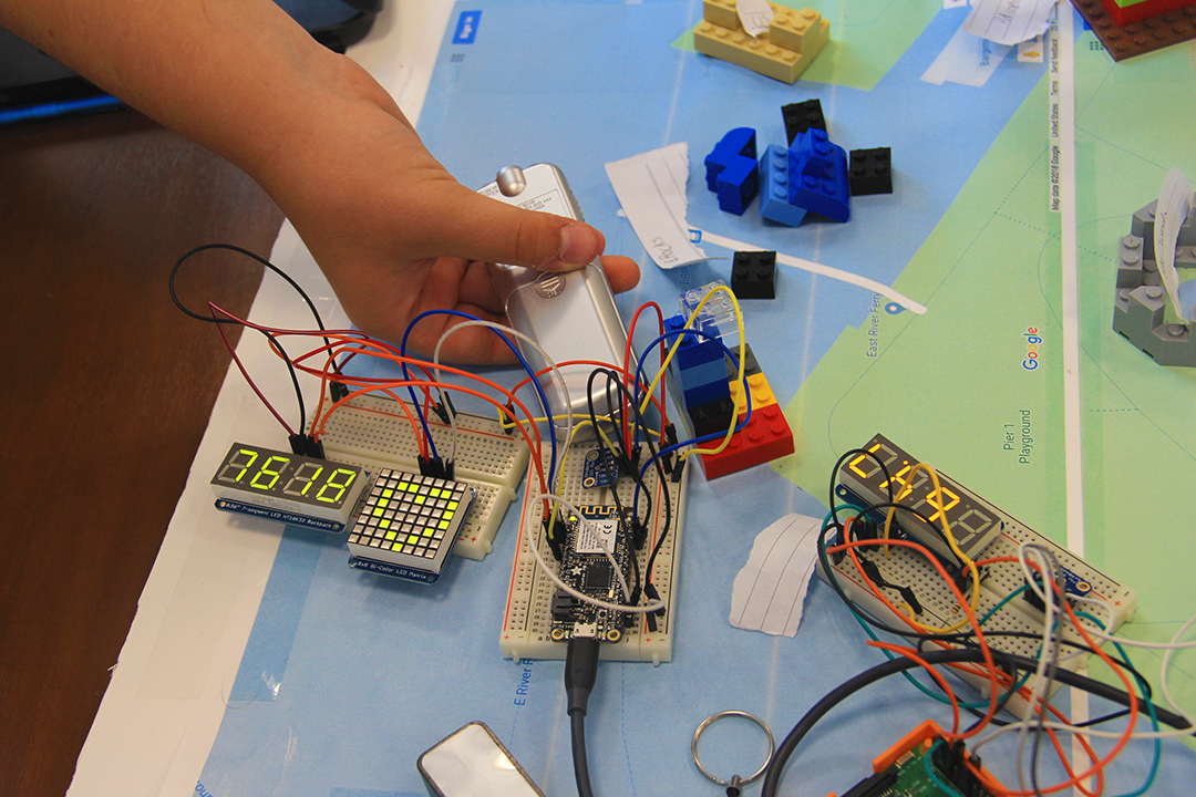 close-up of students' circuitry 