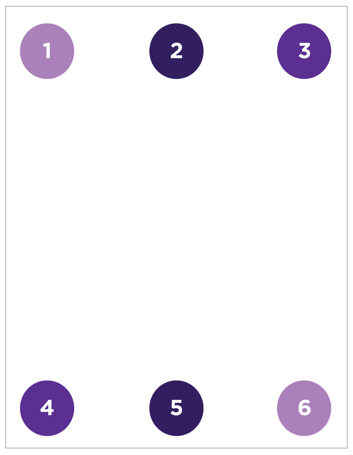 A representative piece of paper with the numbers 1, 2, and 3 spaced evenly across the top and 4, 5, and 6 across the bottom