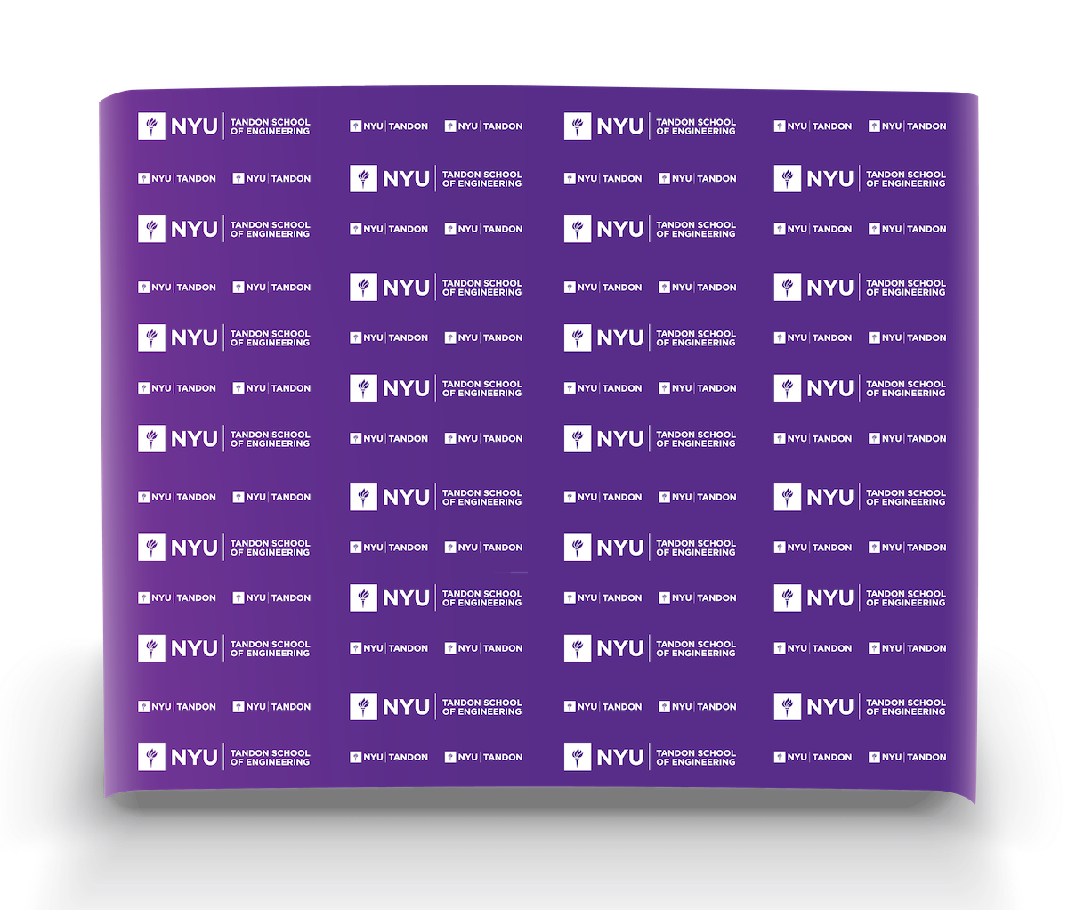 a puple step and repeat with the Tandon logo