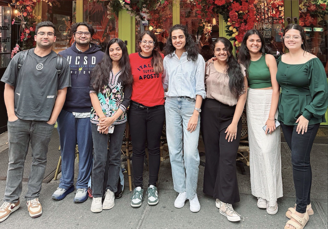 group of smiling students outside
