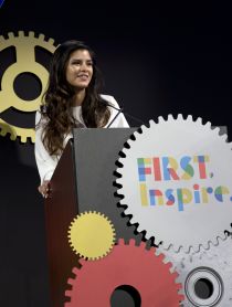 Guzman speaking at the inaugural FIRST, Inspire Awards Event