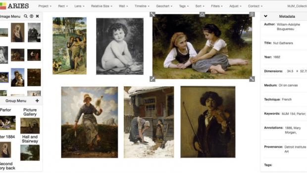 ARIES interface displaying multiple images of artwork side by side