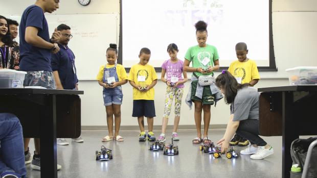 kids with remote control robots