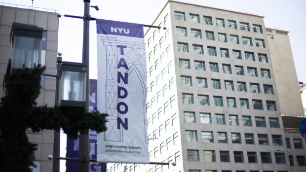 NYU Tandon banner on campus