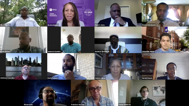 zoom screenshot of black and latino faculty, alumni and students