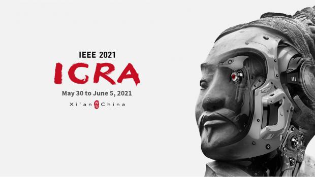 Poster for IEEE's IGRA conference in Xi'an, with a statue with a robotic eye.