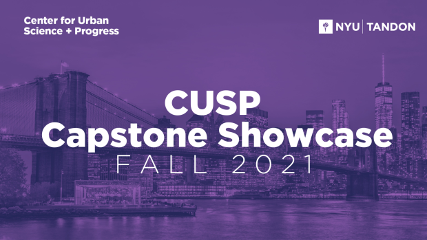 Image of brooklyn bridge with text that reads "Cusp Capstone showcase fall 2021"