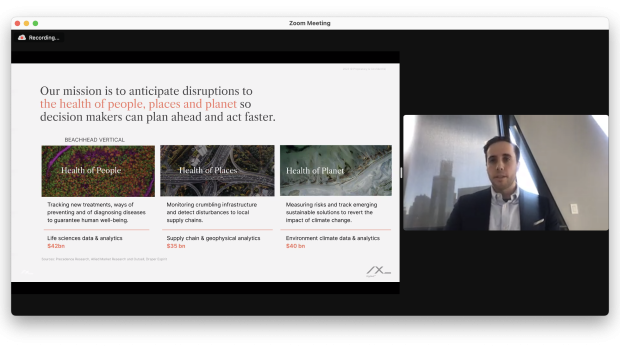 A screenshot of Zoom Community Talk with presenter Francesco Marconi. 
