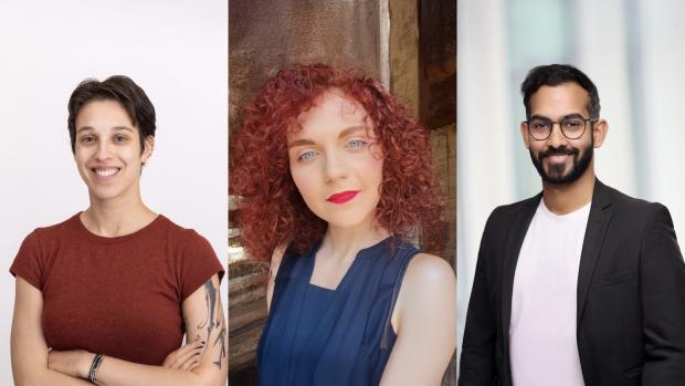 headshots of two women and a man, all recent Ph.D. grads
