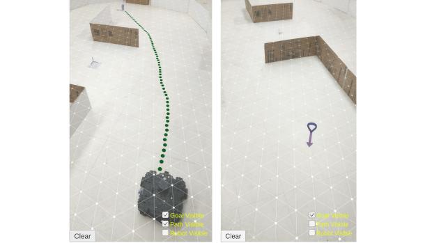 AR image showing the trajectory of a robot.