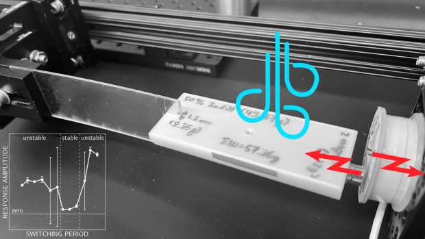 a thin plastic strip fixed at one end with a small weight at the tip