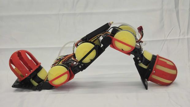 a worm-like robot with two joints shaped in a zig-zag pattern