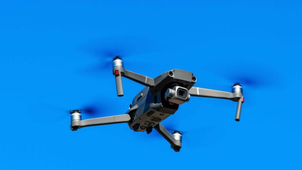 Drone with a blue sky background