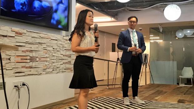 Tandon graduate students Tue Lu and Zhongheng Li presented their app MealPic at the Publicis Health + NYC Media Lab Demo Day.