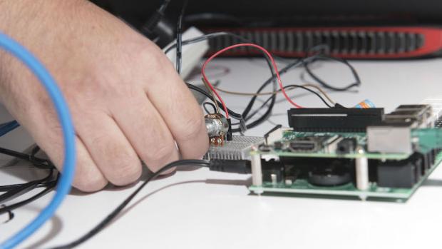 Person working on hardware component