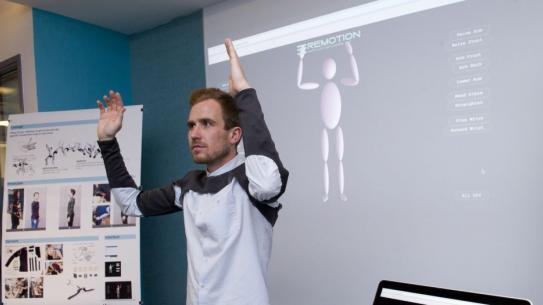 student demonstrating motion capture project