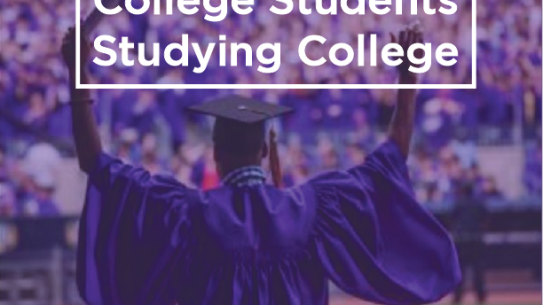 The back shot of a student wearing their graduation gown and hat with a scroll in their left hand