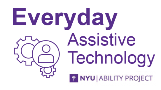 Logo with "Everyday assistive technology" in purple lettering