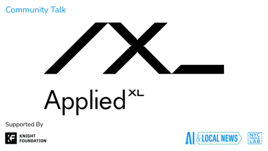 Logo for Applied XL. Supported by Knight Foundation. NYC Media lab