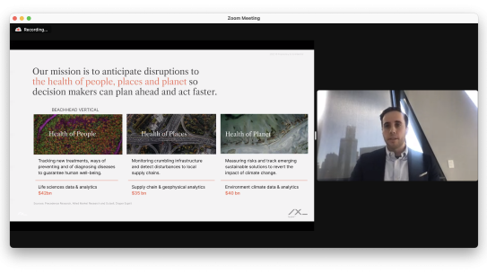 A screenshot of Zoom Community Talk with presenter Francesco Marconi. 