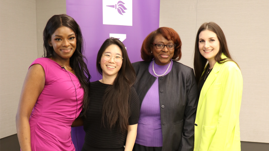 4 women that organized an event to celebrate Women in Cybersecurity