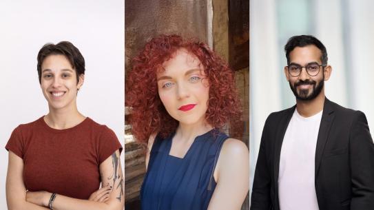 headshots of two women and a man, all recent Ph.D. grads