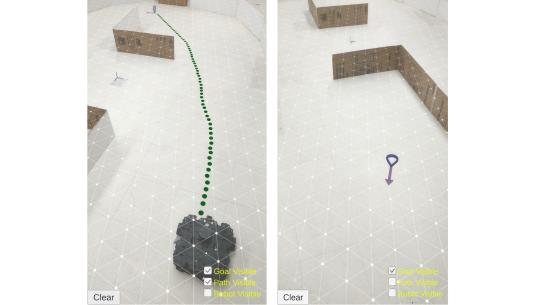 AR image showing the trajectory of a robot.