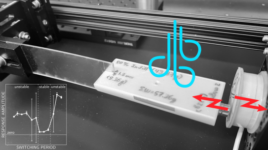 a thin plastic strip fixed at one end with a small weight at the tip