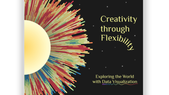 Book cover of "Creativity through Flexibility" showing a radial data visualization