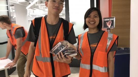 2 students in construction vests