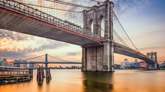 The Brooklyn Bridge at sunset
