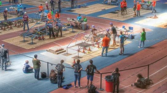 Image of the steel bridge during the competition
