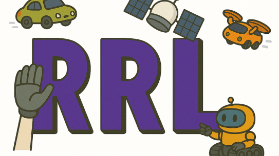 RRL logo with cartoon illustrations of robotic things