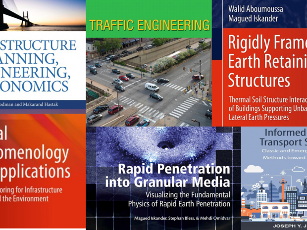 Collage of faculty books covers