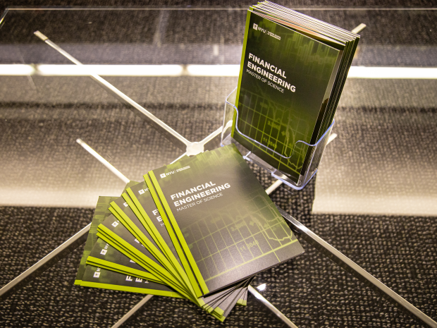 Masters in Financial Engineering pamphlets, sprawled on a table