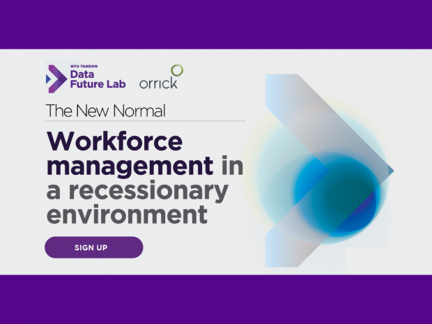 Banner about Workforce Management webinar with Data Future Lab and Orrick logos