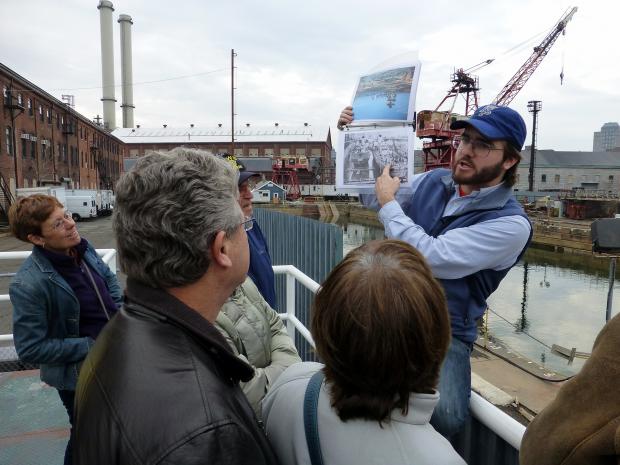 people on a tour of the Brooklyn Navy Yard