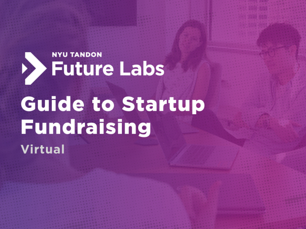 two students at a desk. Future Labs logo. Text reads Guide to Startup Fundraising. Virtual event. 