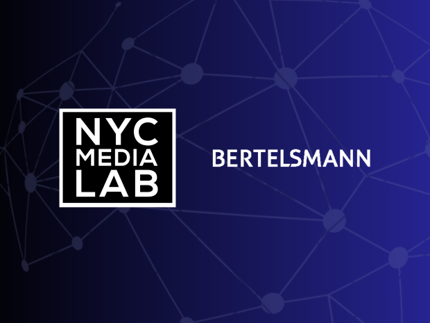 text logos for NYC Media Lab and Bertelsmann