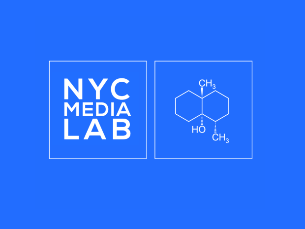 NYC Media Lab logo and earth smell structural formula