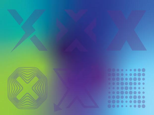 Blue Green Graphic with various shapes of x's to exemplify the X in TANDONx
