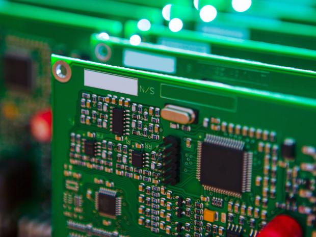 Close up of a printed circuit board