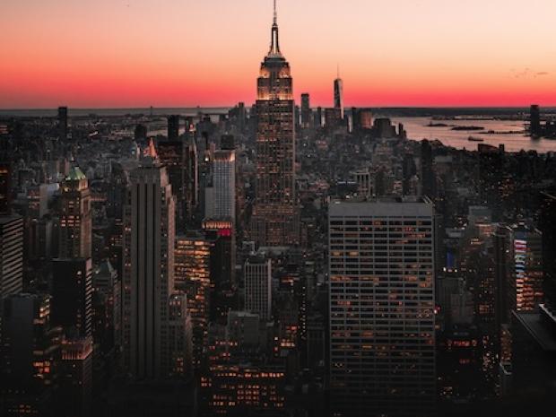 Image of the New York sky line during sunset