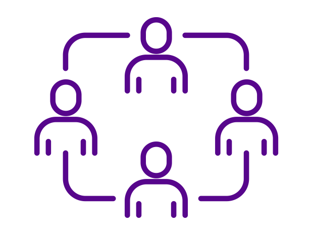 Illustration of four human figures, connected by lines, creating a square shape